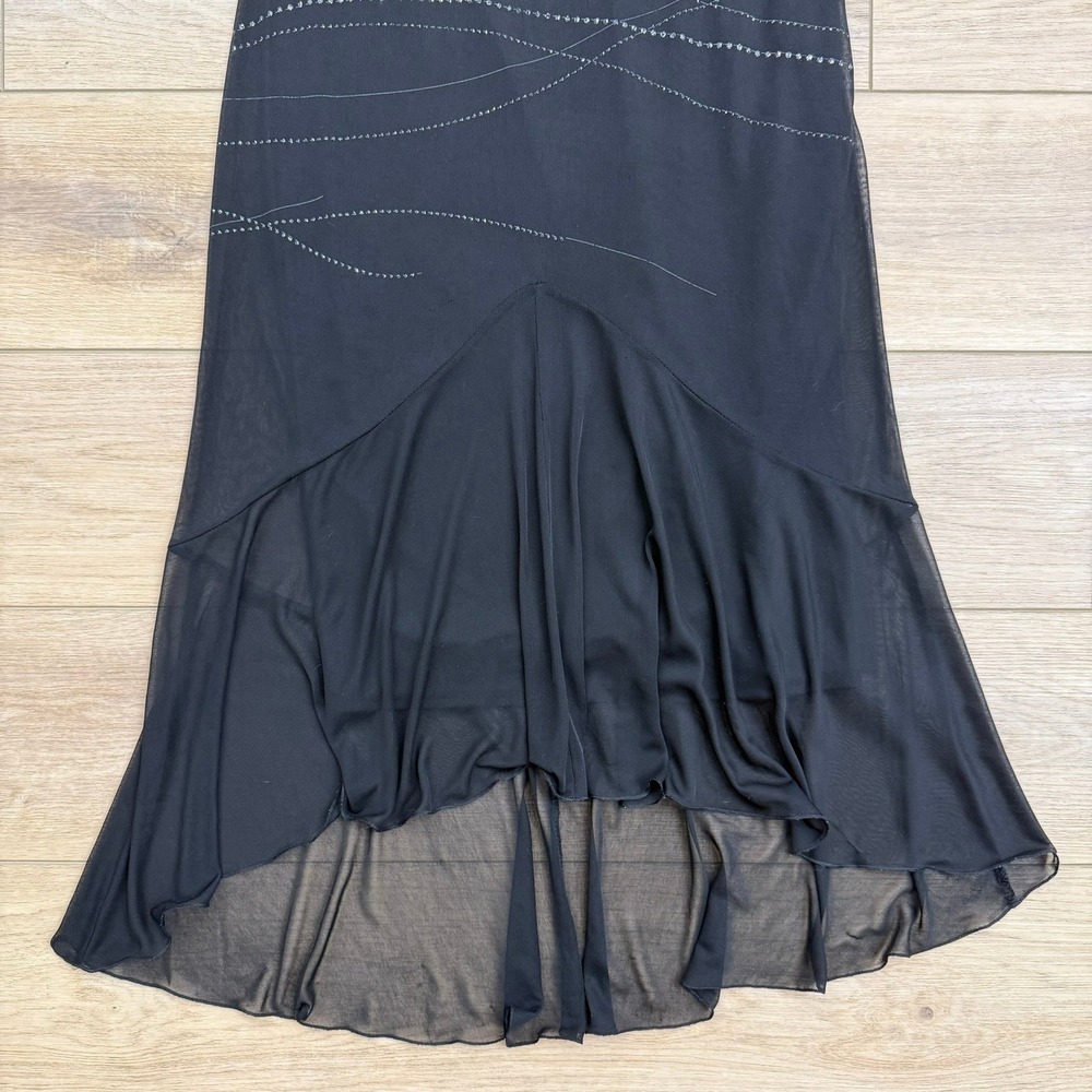 Vintage Whimsigoth Y2K Black Sheer Mesh Mermaid Midi Dress Stretchy‎ Byer Too - Picture 3 of 16